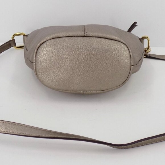 B. Makowsky Gold Metallic Trun-Lock Bucket Crossbody Bag - Picture 3 of 12